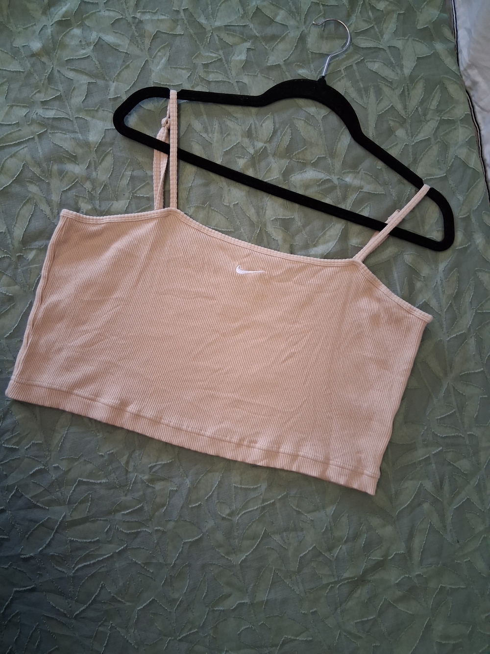Nike Women's Beige Ribbed Cropped Camisole Tank